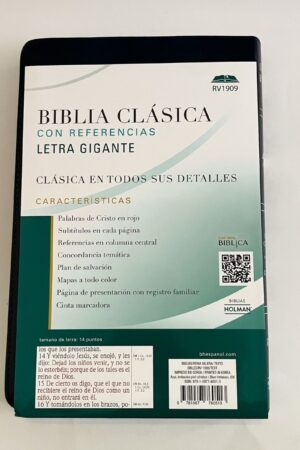 Biblia Rv1909 Clasica Imitacion Piel Azul Con Indice_1