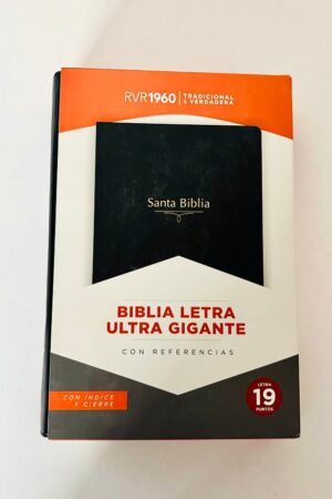 Biblia RVR1960 Letra Ultra Gigante, negro simil piel con indice y cierre_0
