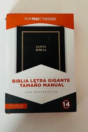 Biblia RVR 1960 letra gigante tamano manual, negro simil piel con cierre e indice_0